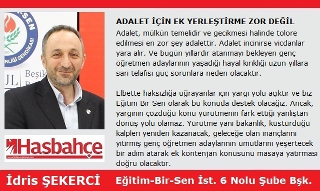 ADALET İÇİN EK YERLEŞTİRME ZOR DEĞİL