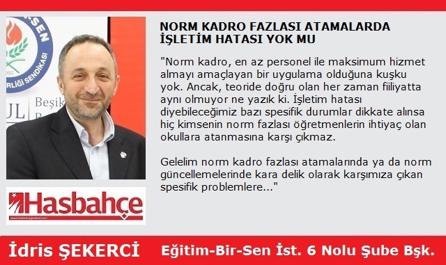 NORM KADRO FAZLASI ATAMALARDA İŞLETİM HATASI YOK MU