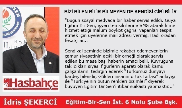 BİZİ BİLEN BİLİR BİLMEYEN DE KENDİSİ GİBİ BİLİR
