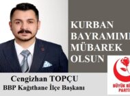 BBP Partisi Kağıthane İlçe Başkanı Cengizhan TOPÇU’dan Kurban Bayramı Mesajı
