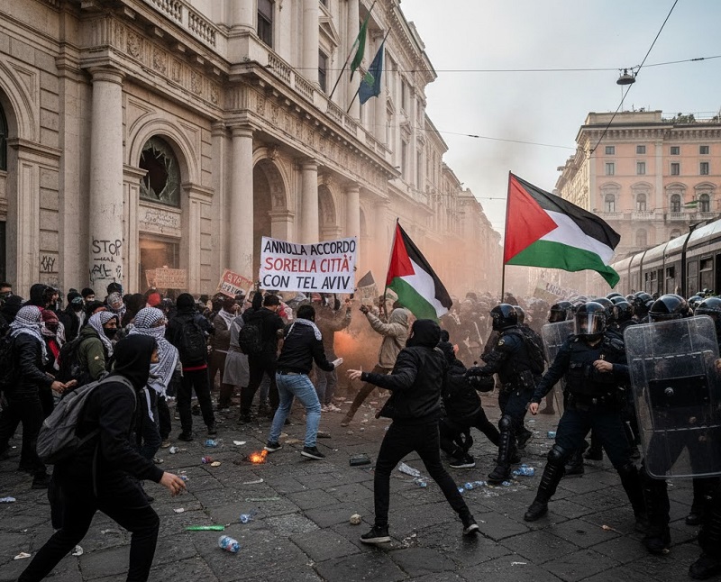 Milano’da ‘Kardeş Şehir’ Protestosu: Filistin Destekçileri ile Polis Çatıştı, Anlaşmanın İptali İstendi