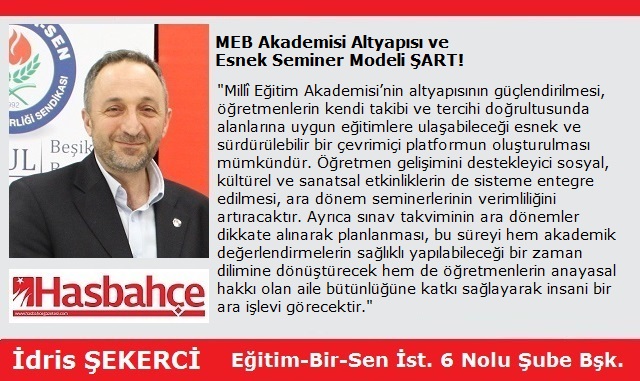 MEB Akademisi Altyapısı ve Esnek Seminer Modeli ŞART!