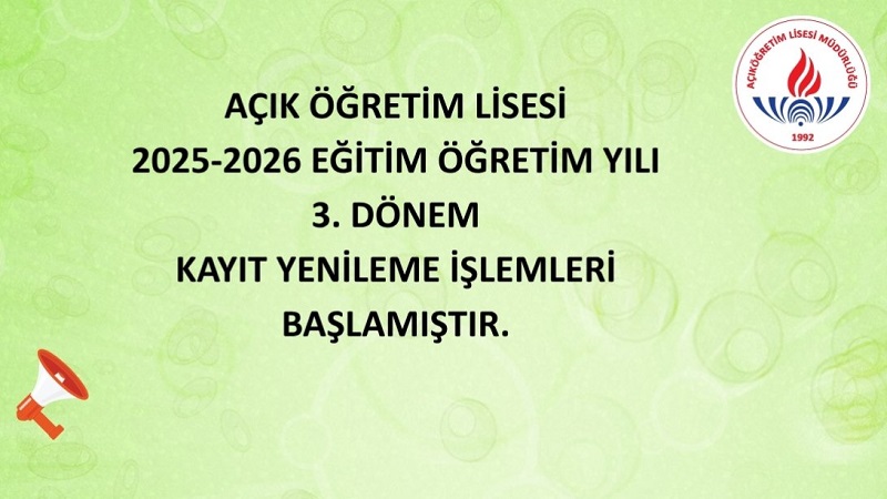 AÖL ve Açık Öğretim İmam Hatip Lisesi 3. Dönem Kayıtları Başladı