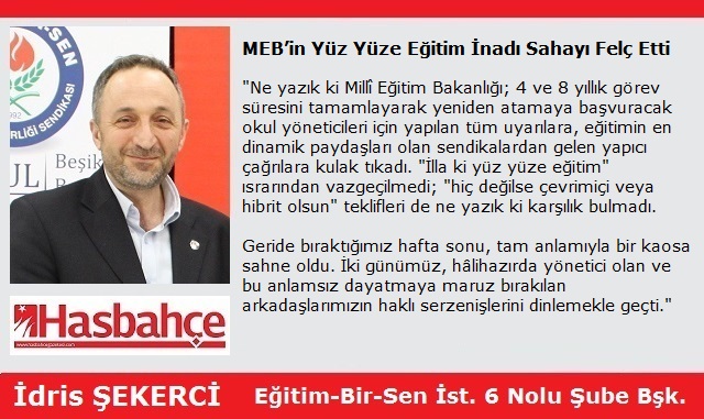 MEB’in Yüz Yüze Eğitim İnadı Sahayı Felç Etti