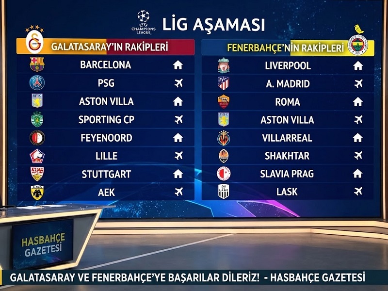 Fenerbahçe ve Galatasaray’ın Şampiyonlar Ligi’ndeki rakipleri belli oldu!