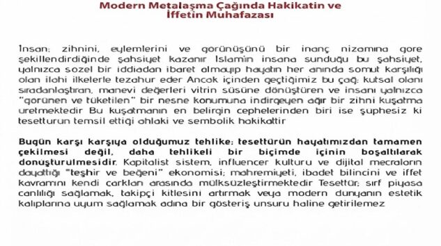 Mecra Derneği ve Genç Öncüler Hareketi Basın Açıklaması: TESETTÜR BİR ŞUUR DURUŞUDUR