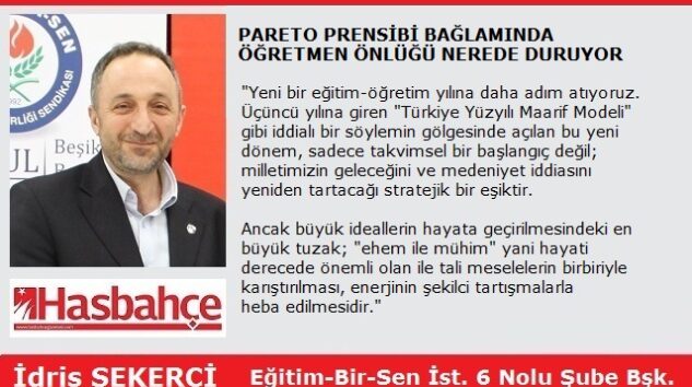PARETO PRENSİBİ BAĞLAMINDA ÖĞRETMEN ÖNLÜĞÜ NEREDE DURUYOR