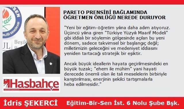 PARETO PRENSİBİ BAĞLAMINDA ÖĞRETMEN ÖNLÜĞÜ NEREDE DURUYOR