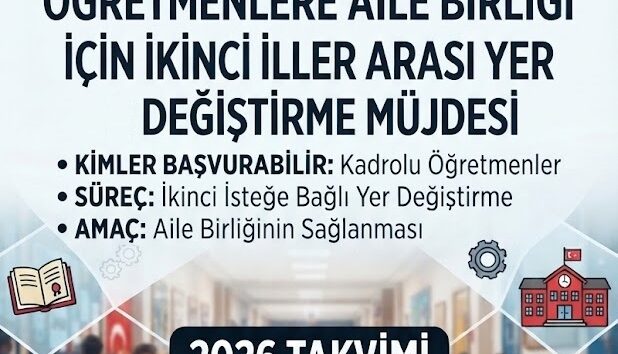 MEB’den Öğretmenlere “Aile Birliği için” İkinci İller Arası İsteğe Bağlı Yer Değiştirme Müjdesi